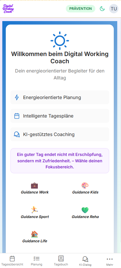 Auswahl des persönlichen Fokusbereichs