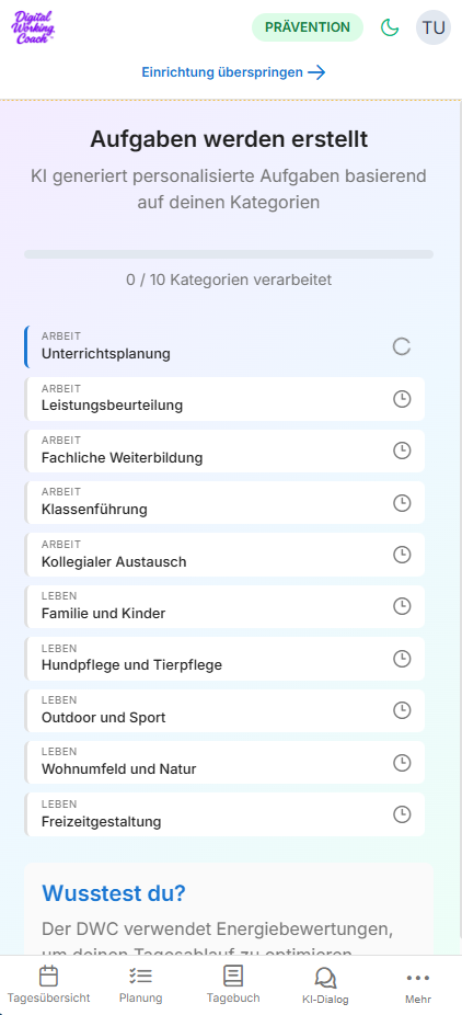 Erstellung passender Aufgaben