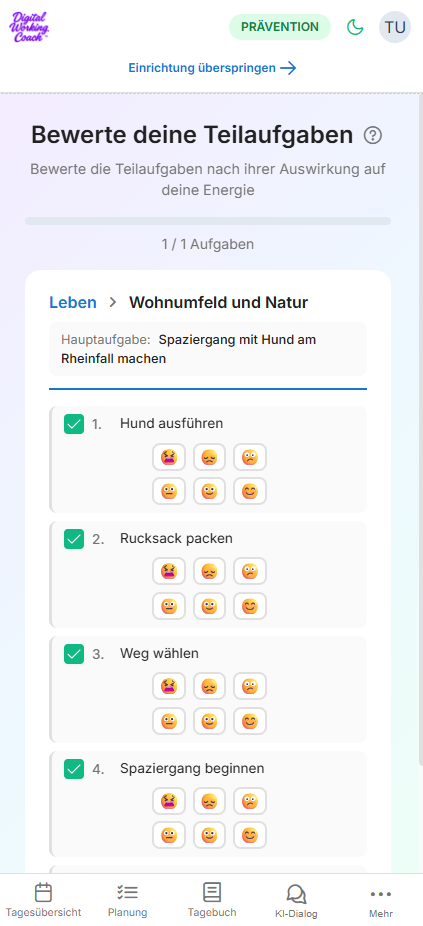 Aufteilung und Bewertung belastender Aufgaben