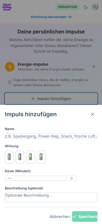 Erstellung eines persönlichen Impulses