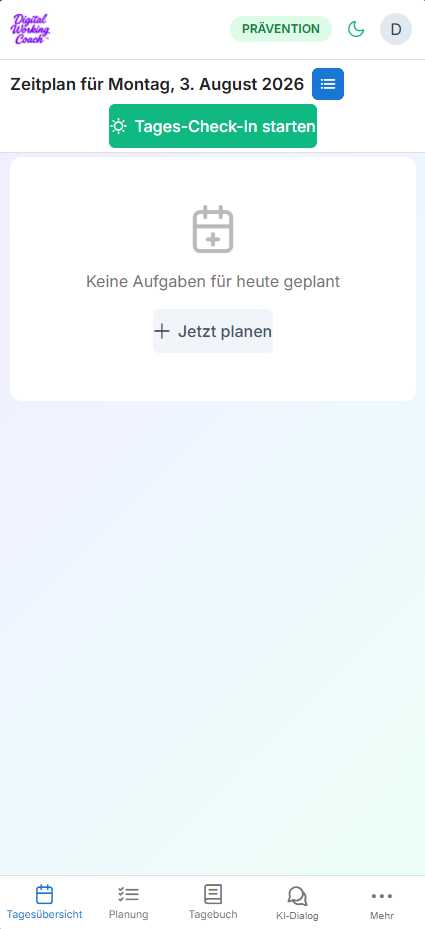 Tages-Check-In im Digital Working Coach starten