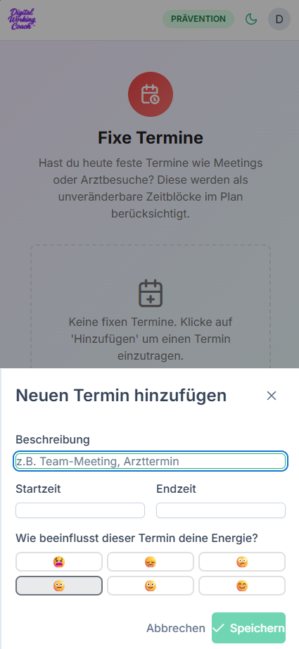 Fixe Termine für die Tagesplanung erfassen
