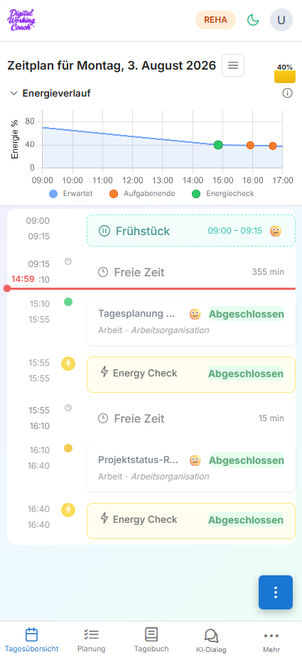 Engmaschige Begleitung mit zusätzlichen Energy Checks